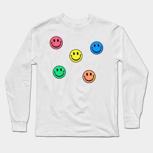 90s Smiley Faces Long Sleeve T-Shirt by lolosenese